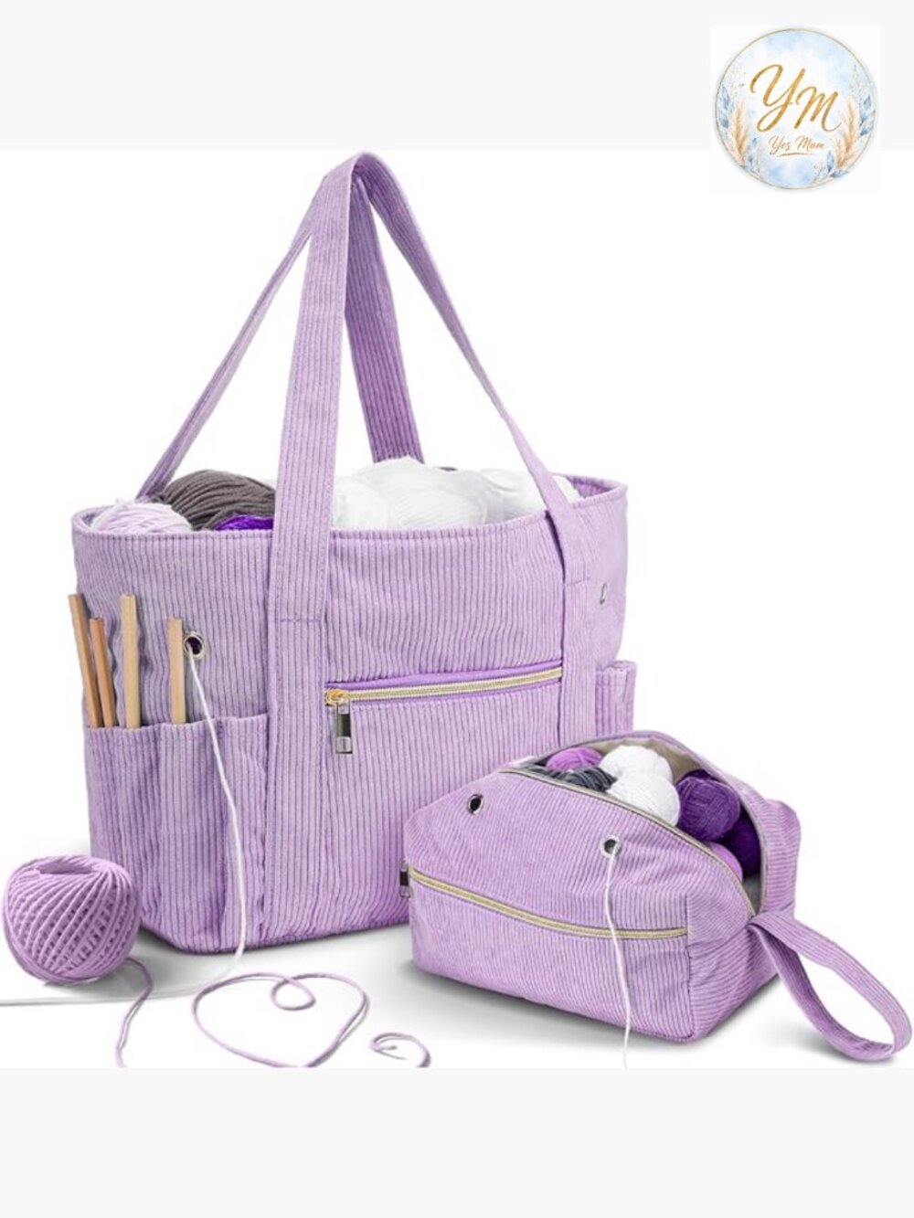 Crochet Bag and Tote Set Yarn Organizer Knitting Accessories with Storage